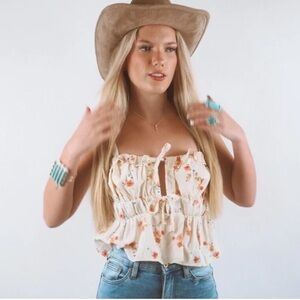 New Fall Magnolia Tiered Floral Cami Top